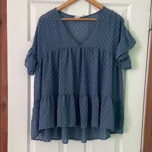 Dress Up Oversized Blue Top